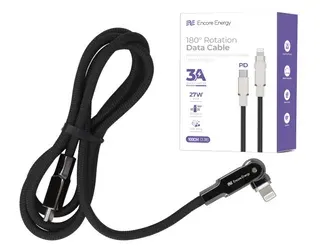 Kabel Encore Energy USB-C Lightning s pohyblivou koncovkou QC PD 3A 27W pro nabíjení a přenos dat 100 cm pletený EE122-CL