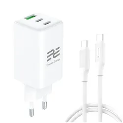 Síťová nabíječka GaN 65W USB-A + 2x USB-C QC PD Encore Energy MD-6583Z + kabel 2x USB-C 100cm